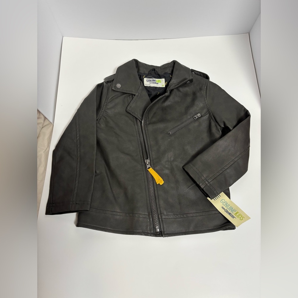 4T black faux leather motorcycle jacket from the OshKosh B'gosh "Genuine Kids"